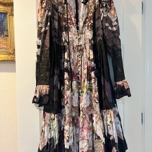 Zimmermann black floral linen dress
